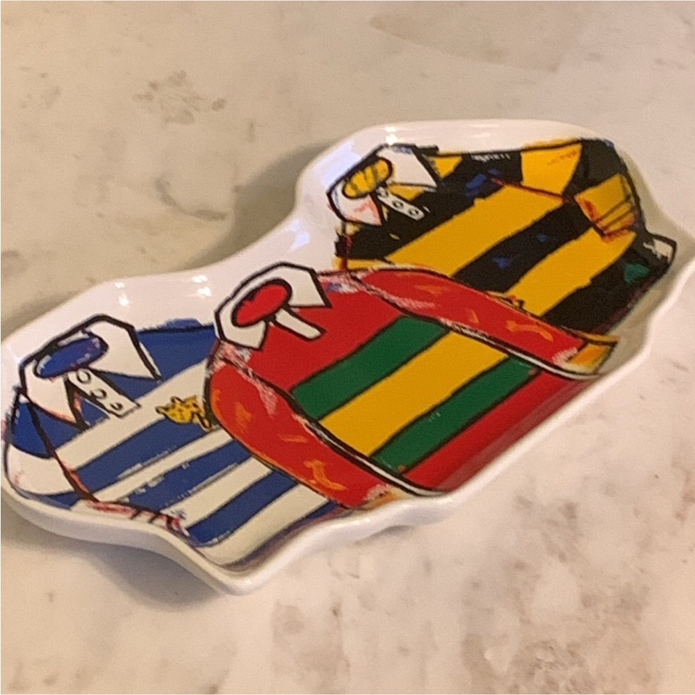 Rowing Blazers LIMITED EDITION Rugby Stripe Shirts Ceramic Stoneware Tray - Picture 6 of 12